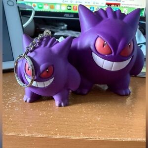 Gengar Figure & Keychain Set - Purple Red Eyes